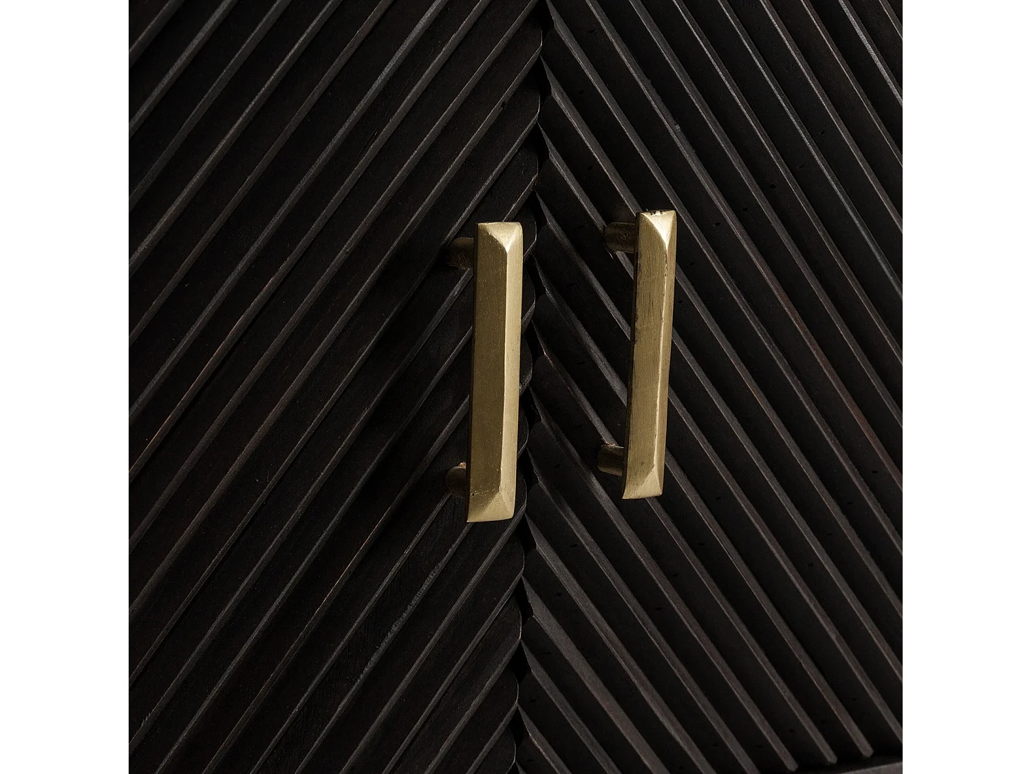 Meuble TV 4 portes 1 tiroir art déco bois massif marron et métal doré Jamie 200cm