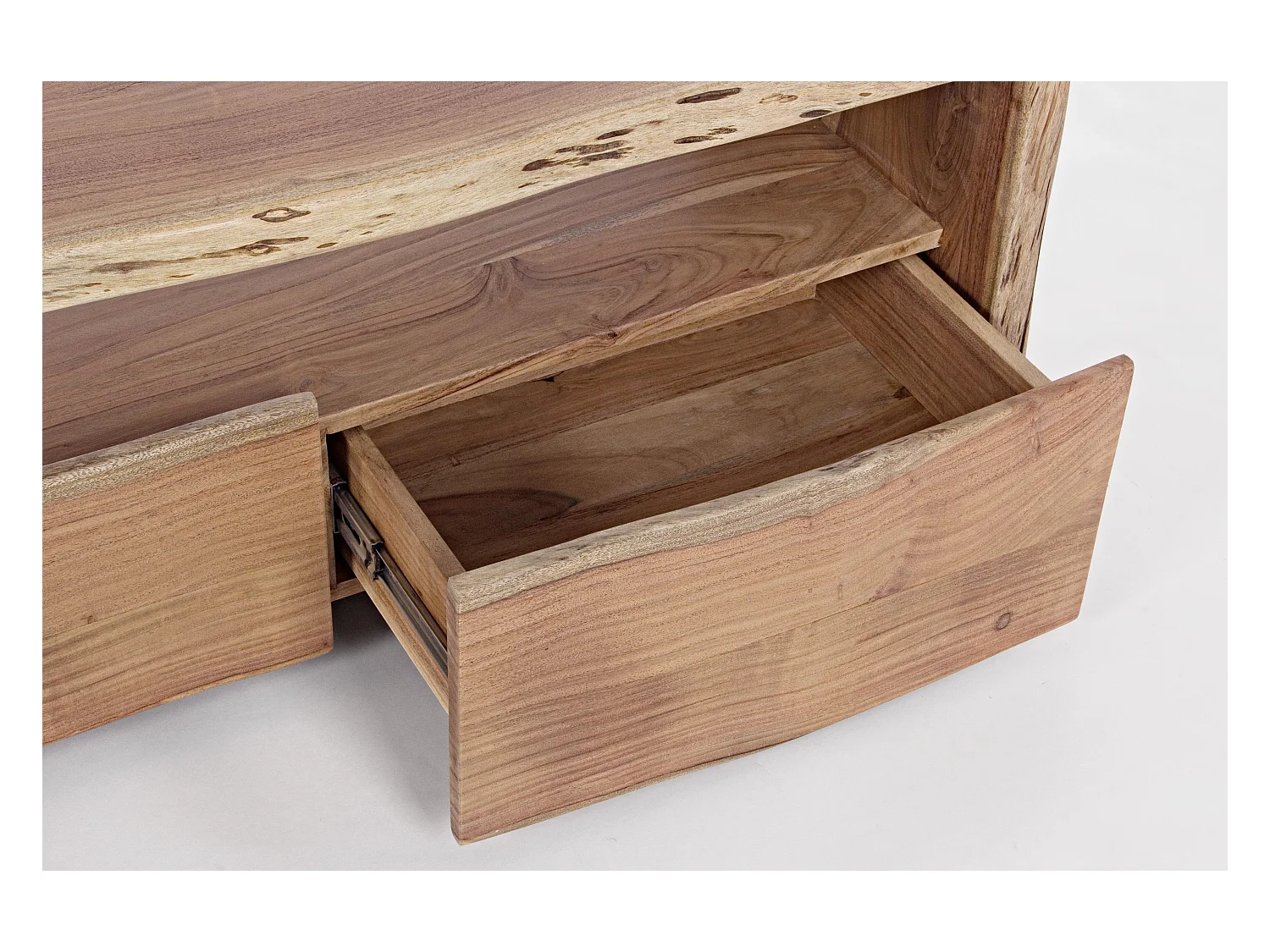 Meuble TV en bois d'acacia naturel 3 tiroirs Adria 160cm