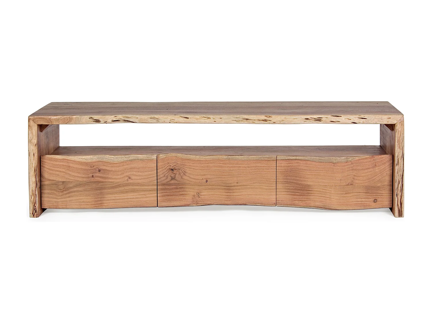 TV-meubel van natuurlijk acaciahout met 3 lades Adria 160 cm