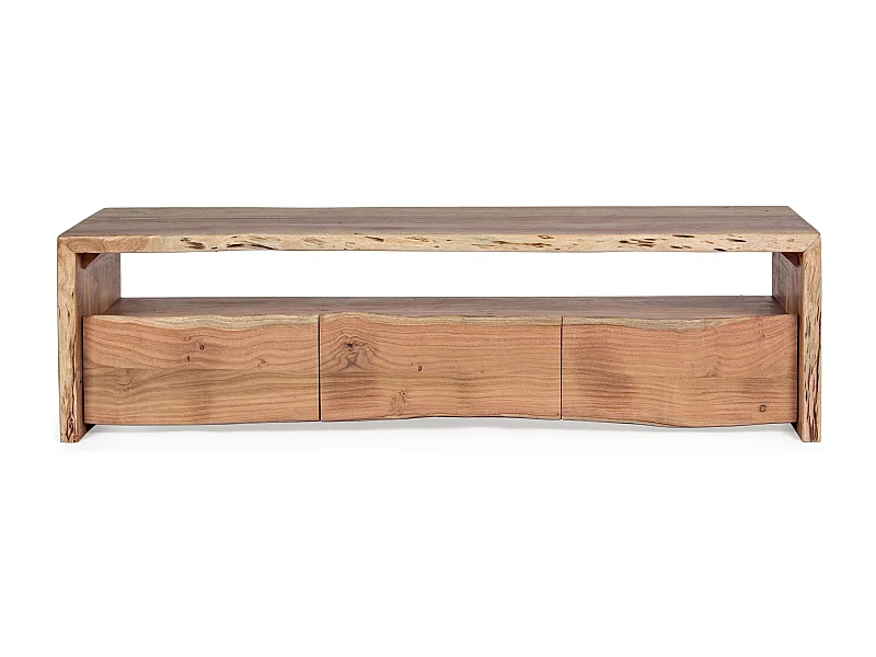 Meuble TV en bois d'acacia naturel 3 tiroirs Adria 160cm