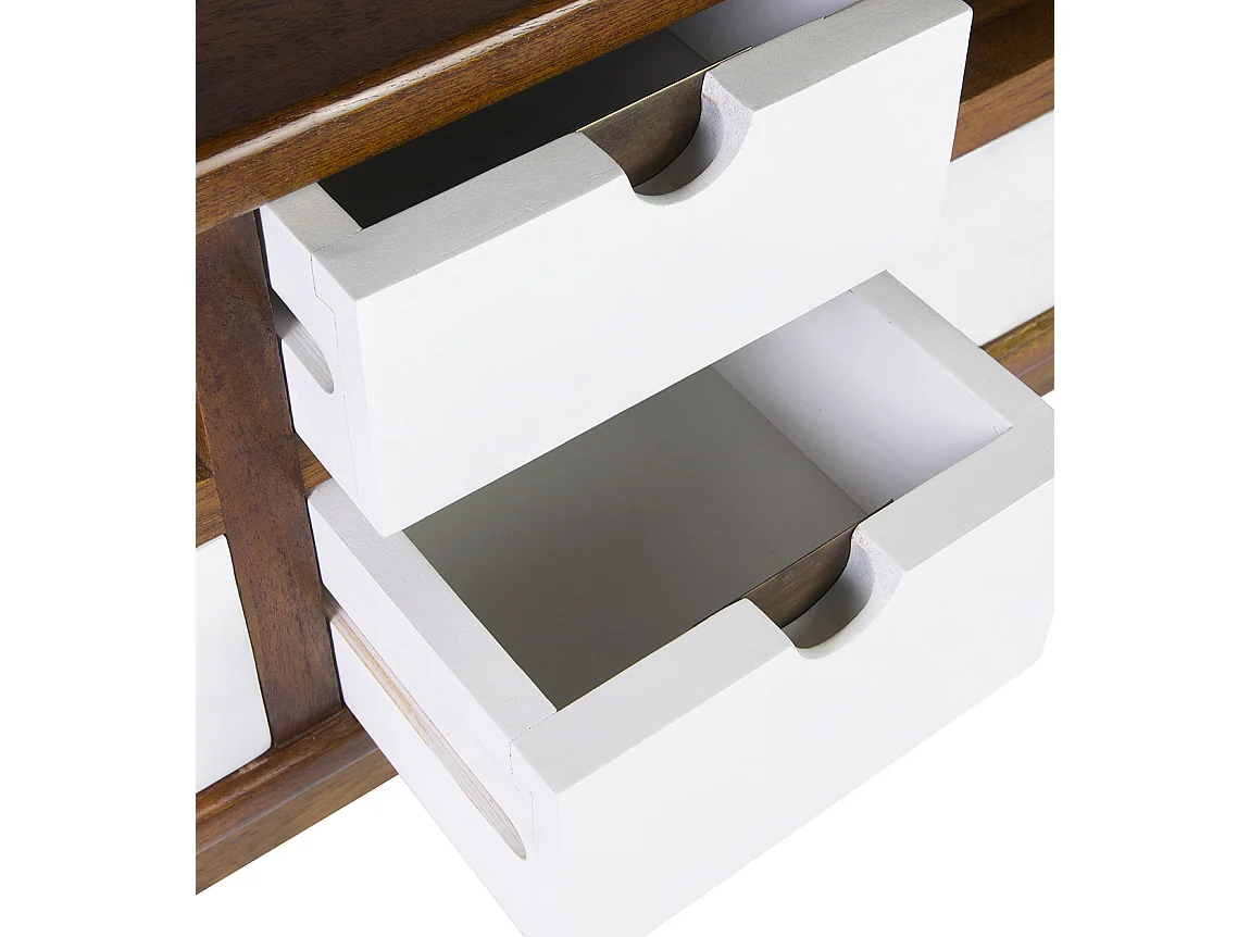 Meuble bas 4 tiroirs et 2 niches bois massif de mindi Kretos 140cm