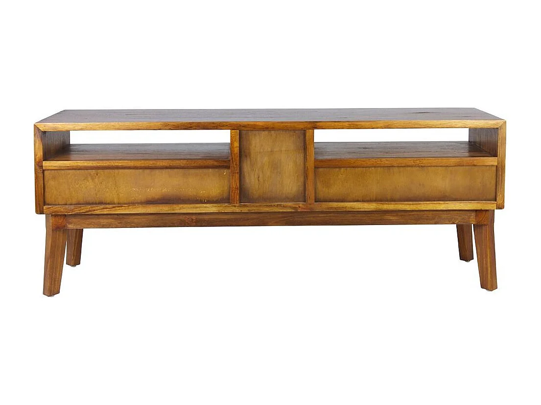 Meuble bas 4 tiroirs et 2 niches bois massif de mindi Kretos 140cm