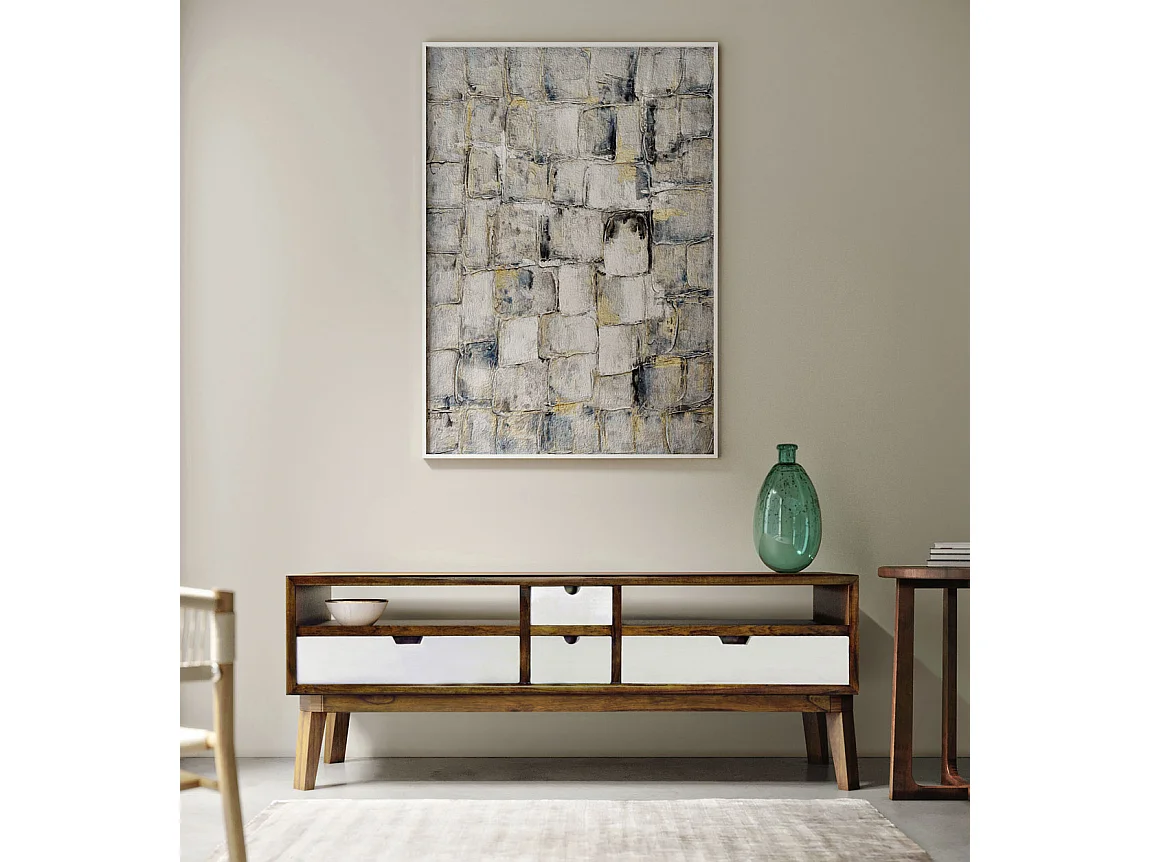 Meuble bas 4 tiroirs et 2 niches bois massif de mindi Kretos 140cm