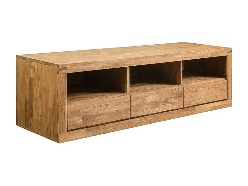 Meuble TV en chêne massif 3 tiroirs Mariza 175cm
