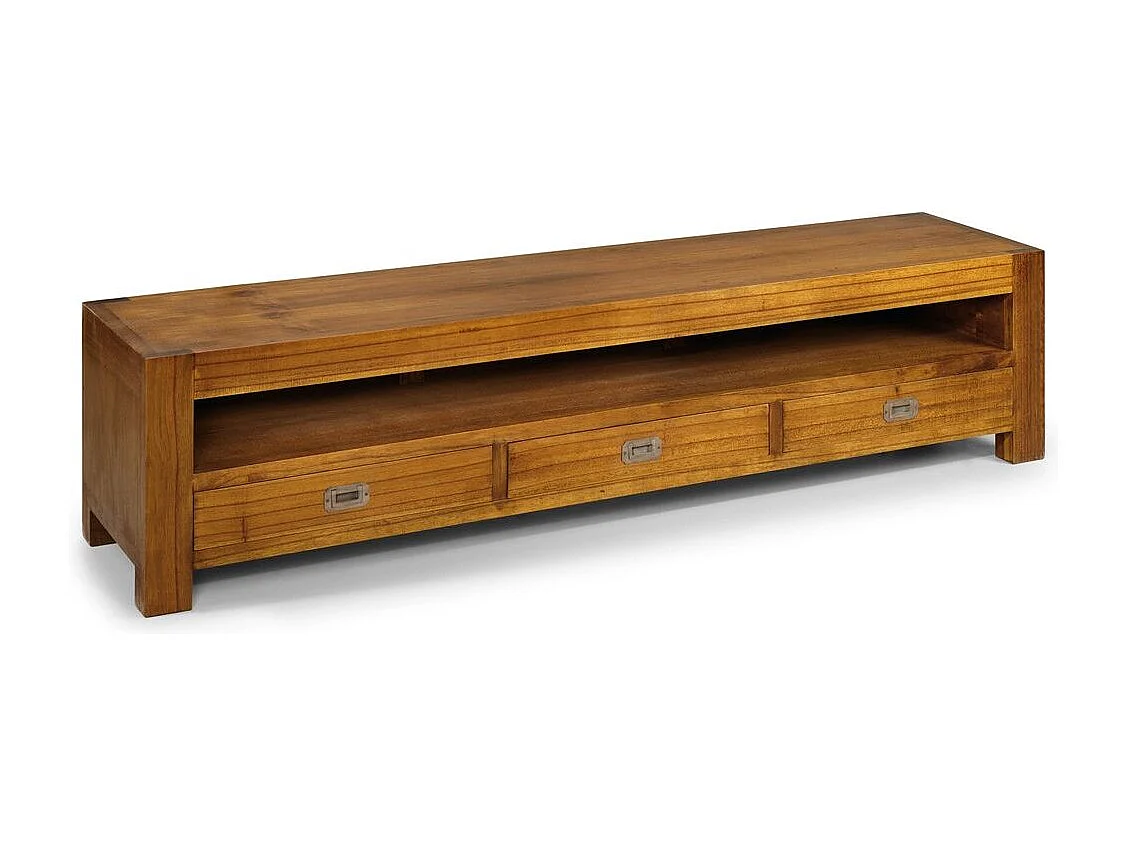 Meuble TV en bois massif de Mindy 3 tiroirs 1 niche Orka 190cm