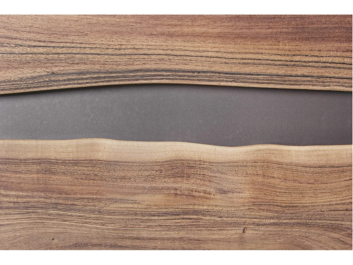 Meuble TV 2 portes bois d'acacia et pieds acier gris Denia 160cm