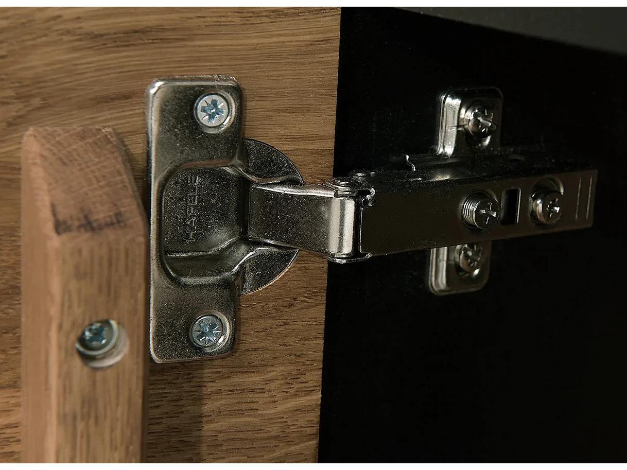 Mueble TV en madera de roble miel y acero negro Mazora 170 cm