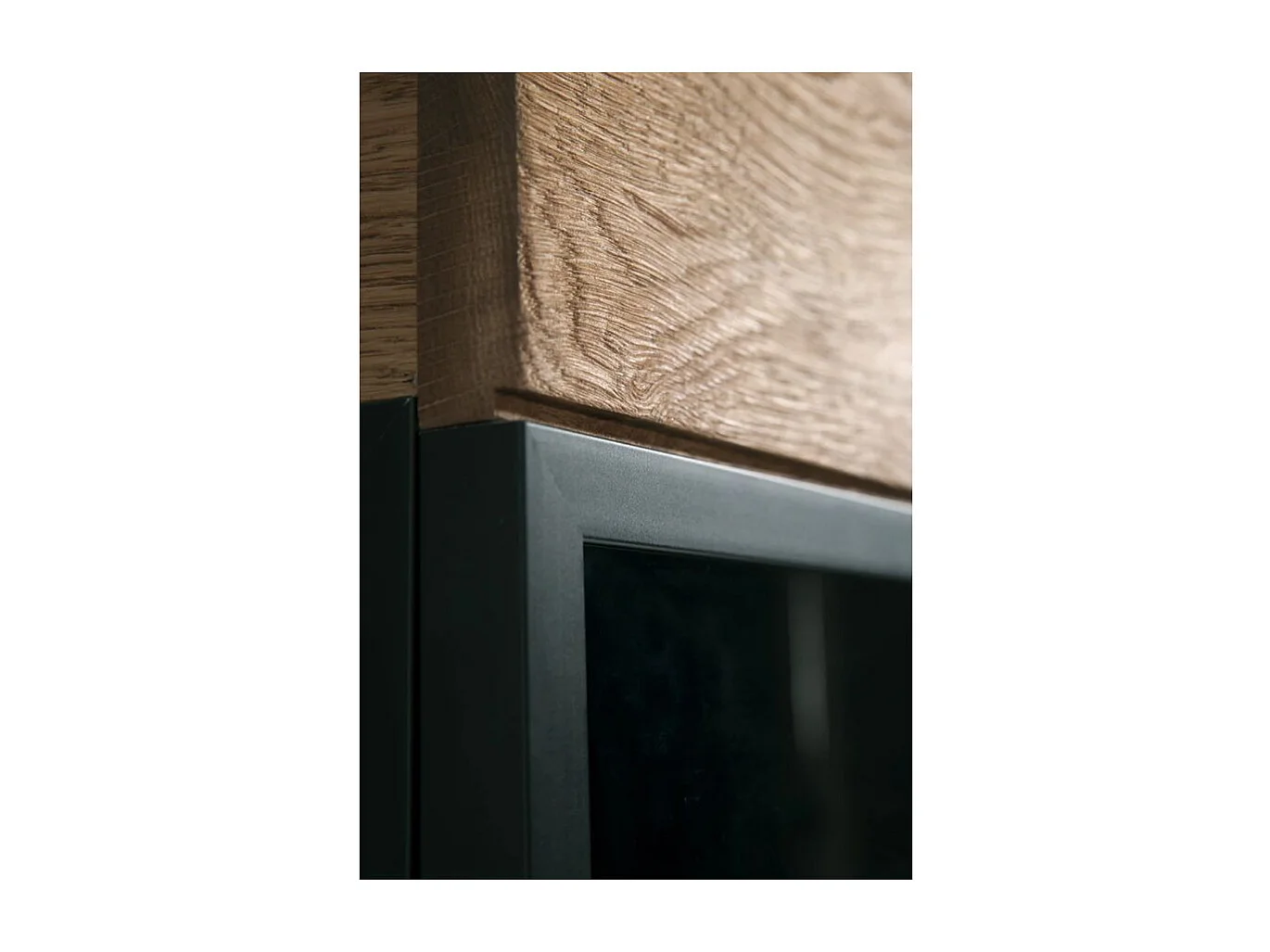 Mueble TV en madera de roble miel y acero negro 2 cajones Mazora 135 cm