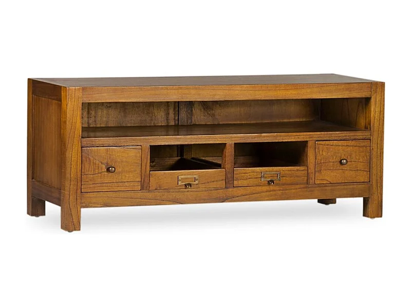 Mueble TV Mindy madera maciza 4 cajones 1 hornacina Orka 110 cm
