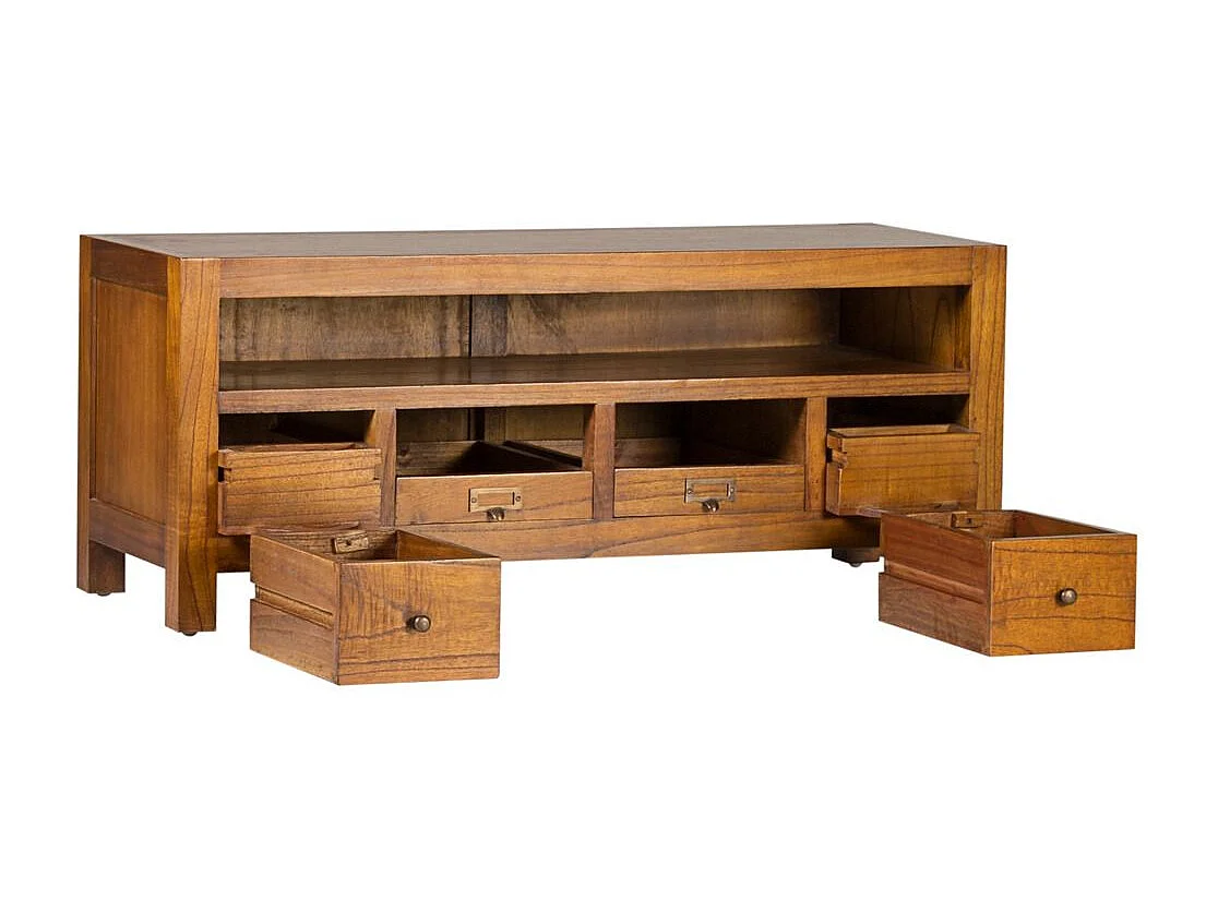 Mueble TV Mindy madera maciza 4 cajones 1 hornacina Orka 110 cm