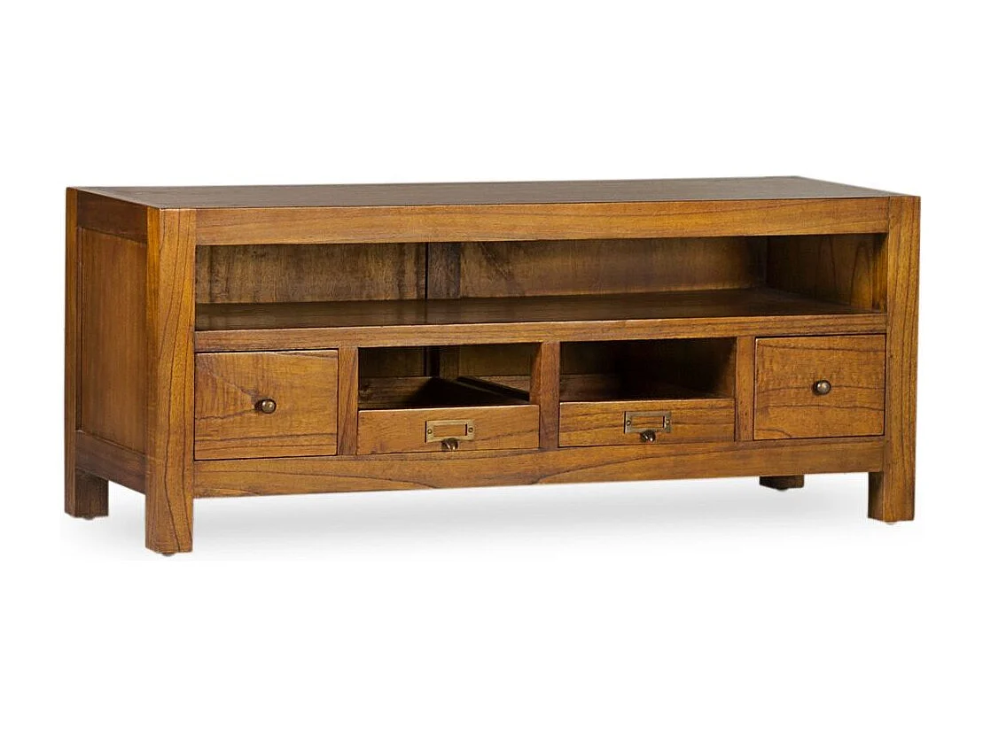 Mueble TV Mindy madera maciza 4 cajones 1 hornacina Orka 110 cm