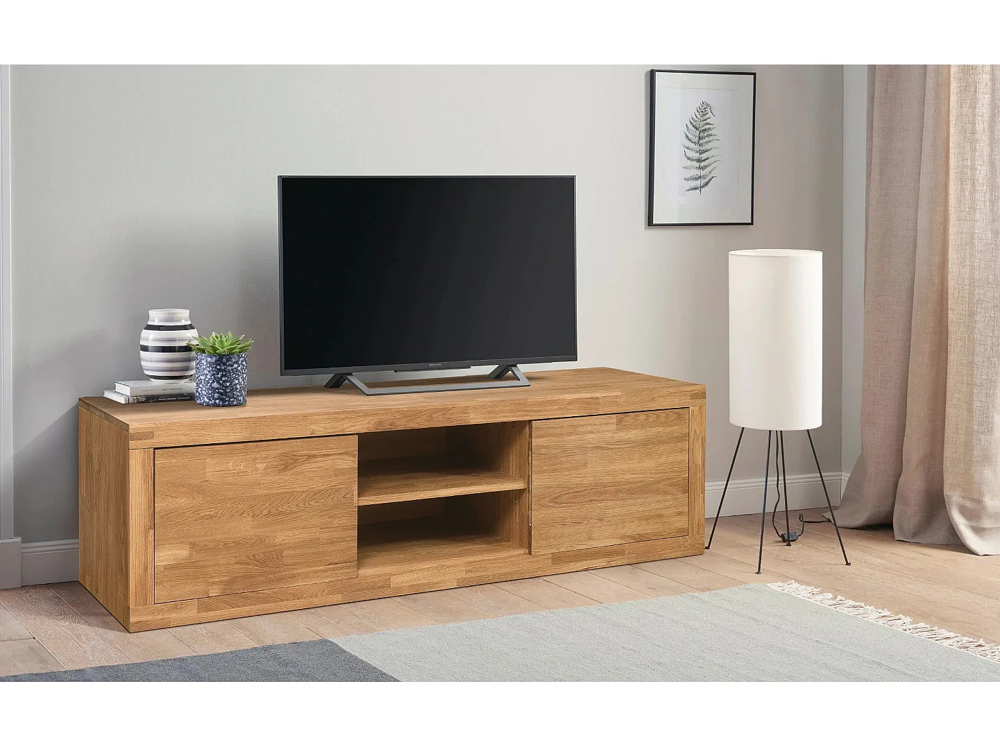 Mueble TV de roble macizo con 2 puertas Lauzar 188 cm
