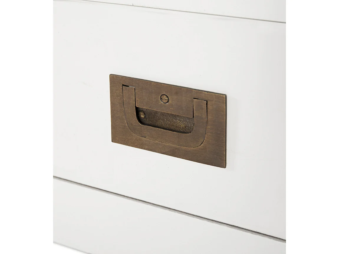 Meuble TV bois massif de mindi blanc Kourame 125cm