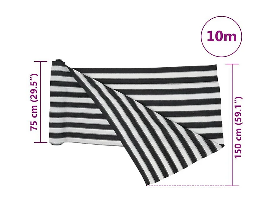 Filet brise-vue anthracite et blanc 1,5x10 m PEHD 195 g-m²