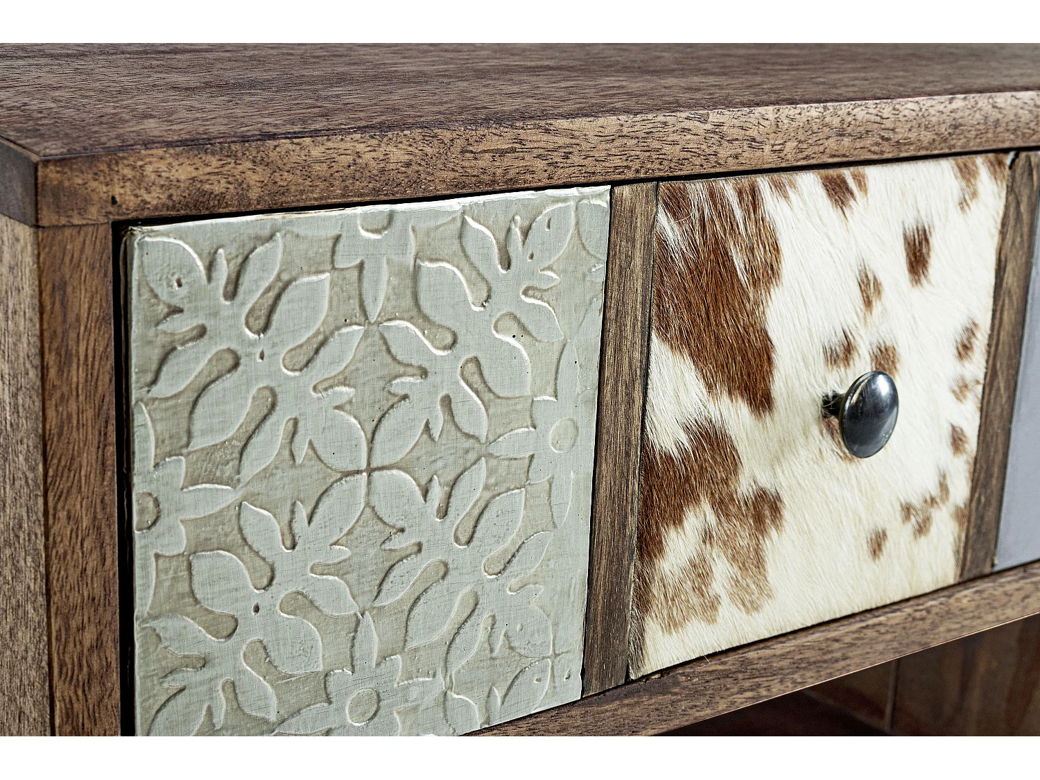 Meuble TV 2 portes 3 tiroirs 2 niches multi matières colorées Doki 140cm