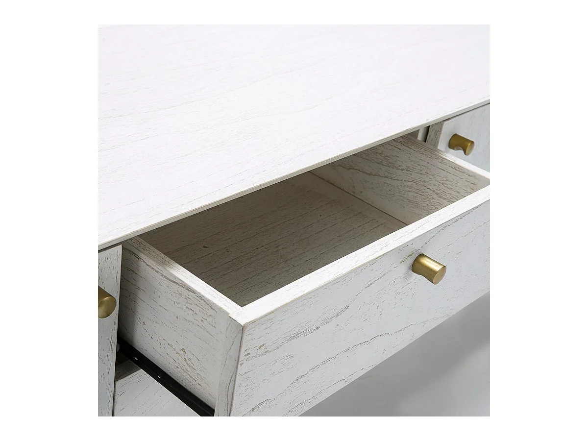 Meuble TV 2 portes 2 tiroirs bois blanc Vazen