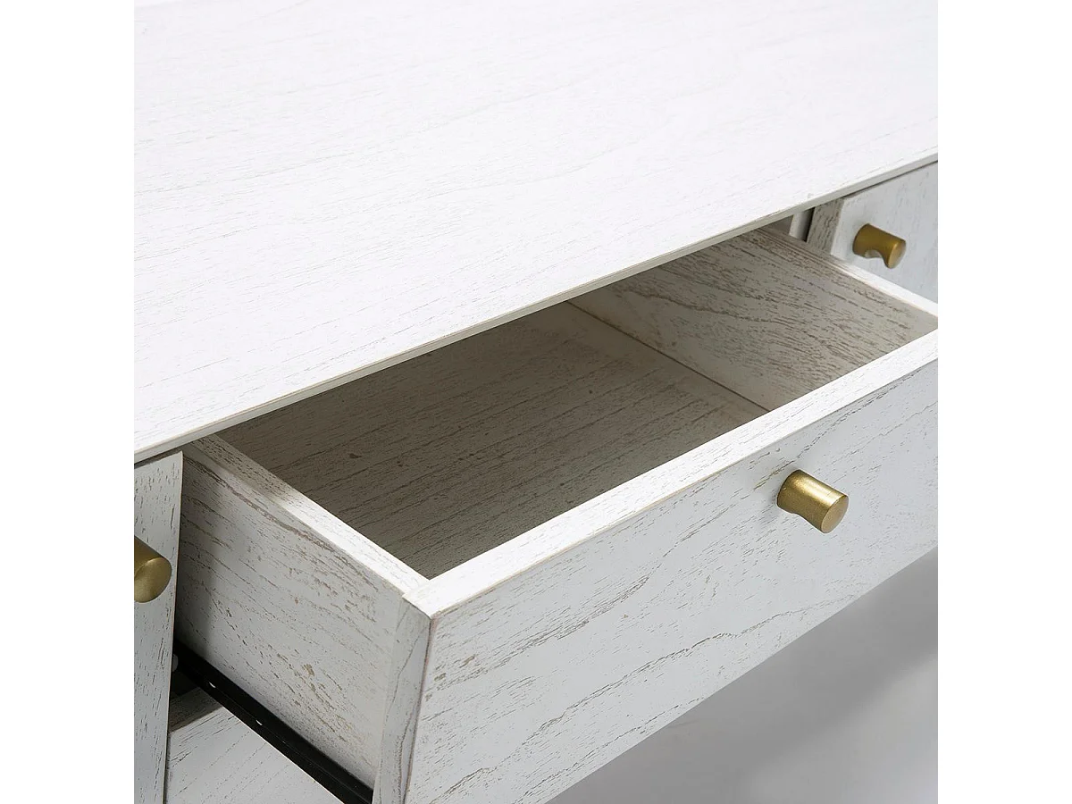 Meuble TV 2 portes 2 tiroirs bois blanc Vazen