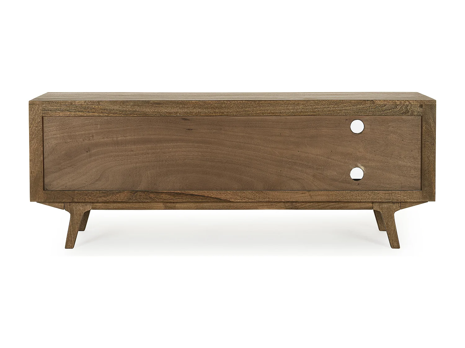 Meuble TV en bois de manguier marron 2 niches 2 tiroirs Kamy 152cm