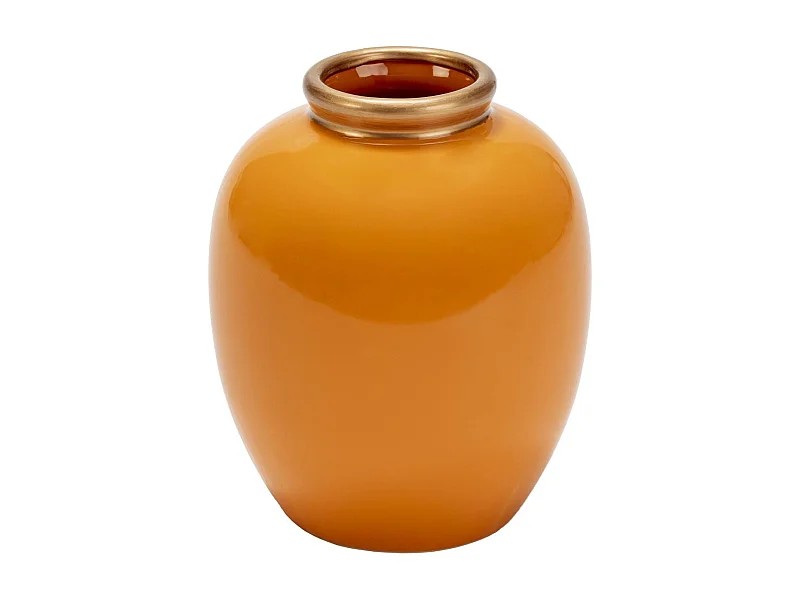 Vase artisanal en céramique orange et doré BOKA – H 34cm