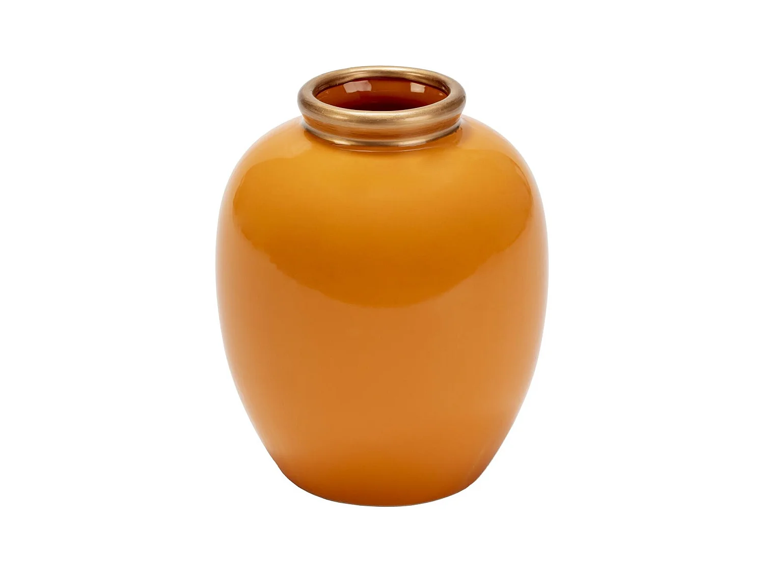 Vase artisanal en céramique orange et doré BOKA – H 34cm