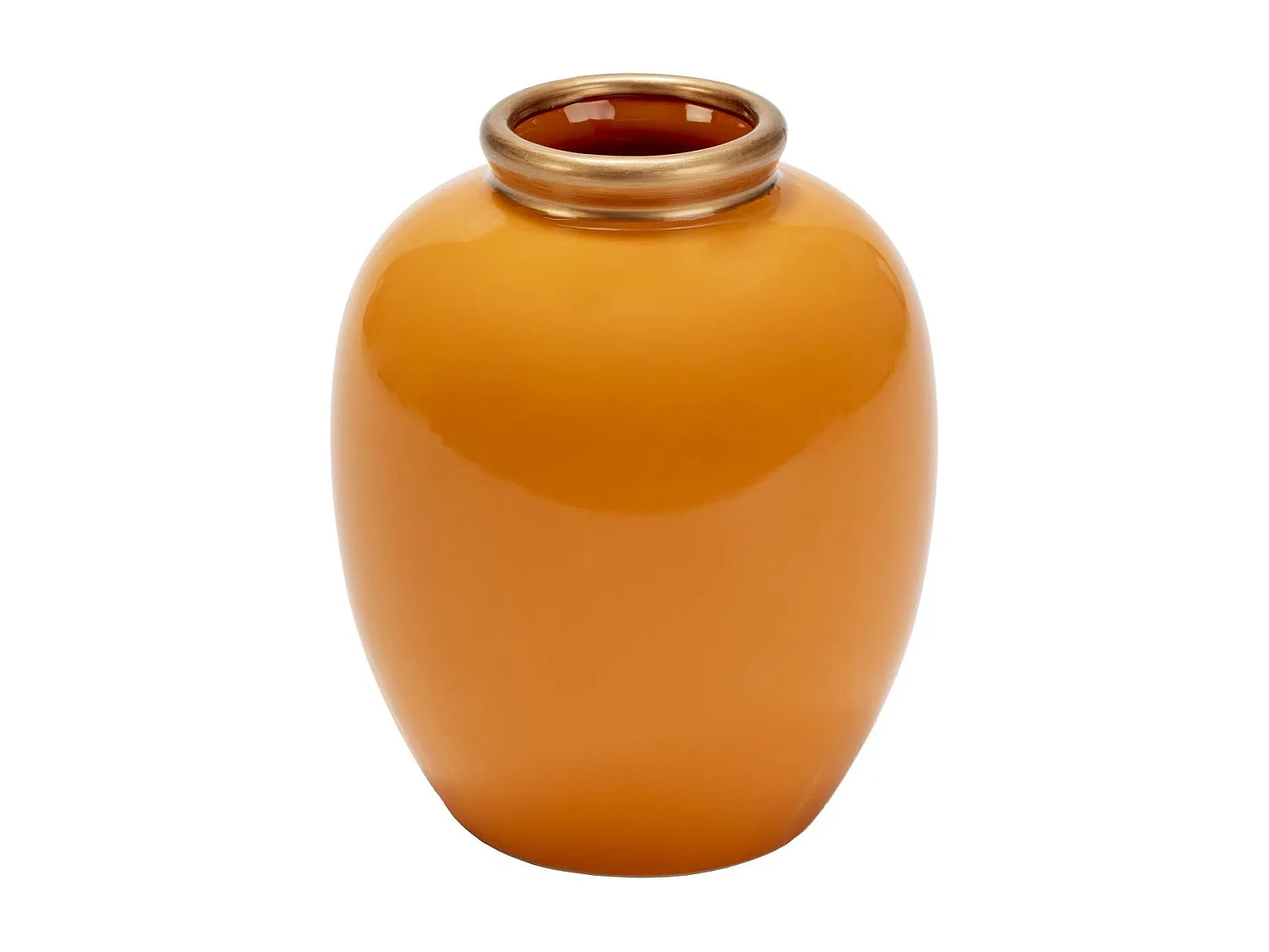 Vase artisanal en céramique orange et doré BOKA – H 34cm