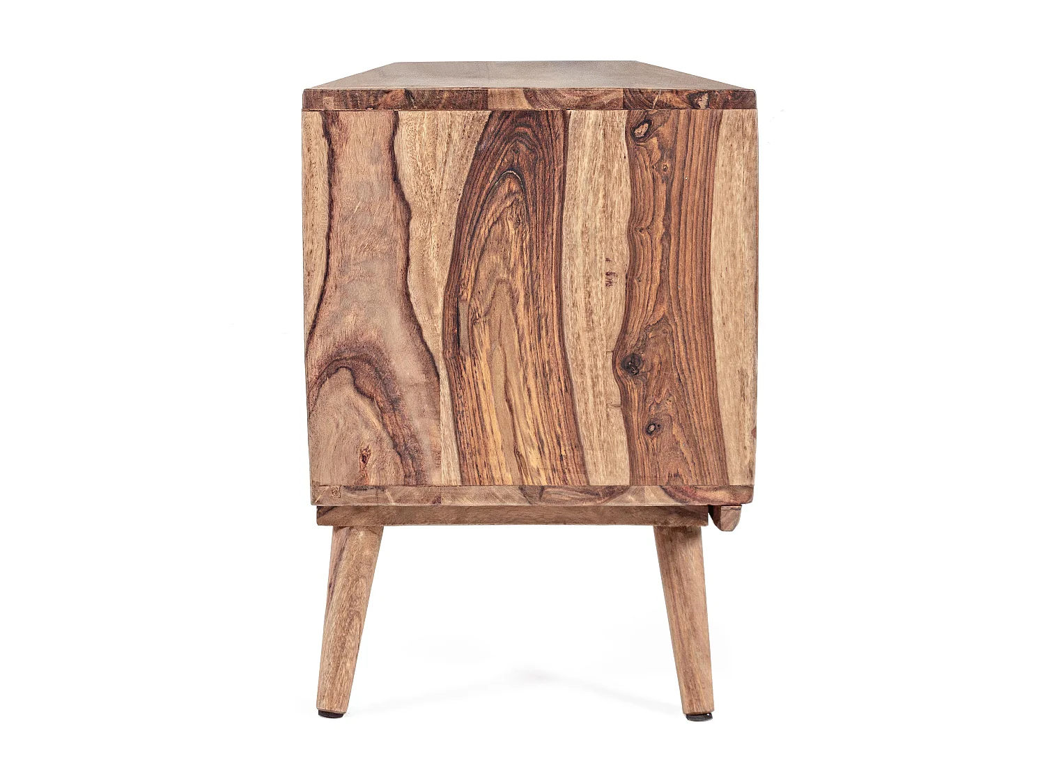 Meuble TV 2 portes 2 niches en bois de sheesham naturel Kany 177cm