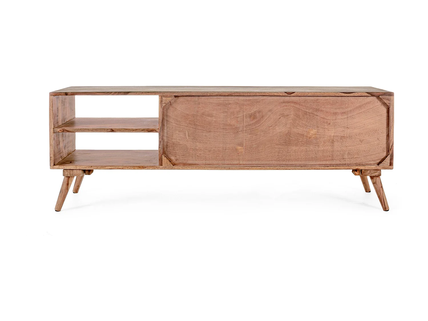 Meuble TV 2 portes 2 niches en bois de sheesham naturel Kany 177cm