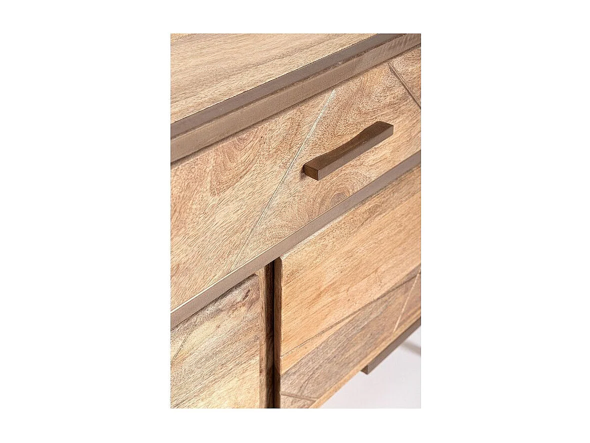 Meuble TV bois de manguier naturel et pieds acier laiton mat Jonky 175cm