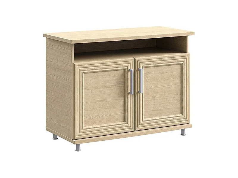 Meuble TV moderne 2 portes 1 niche chêne clair Italino 105cm