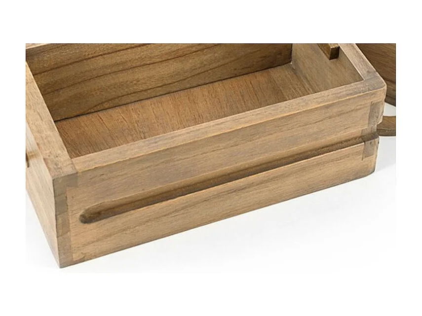 Meuble TV 5 tiroirs et 1 niche en bois massif naturel MAZARI