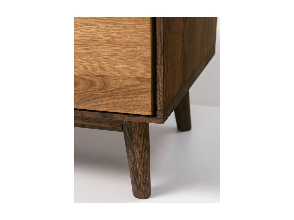 Meuble TV en chêne massif naturel et marron Thayla 180cm