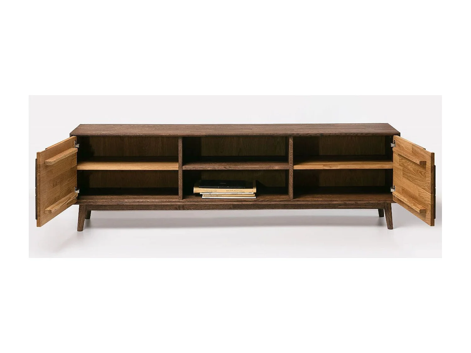 Mueble TV de roble macizo natural y marrón Thayla 180 cm