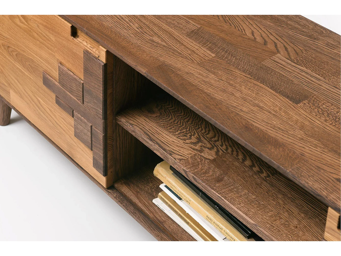 Mueble TV de roble macizo natural y marrón Thayla 180 cm