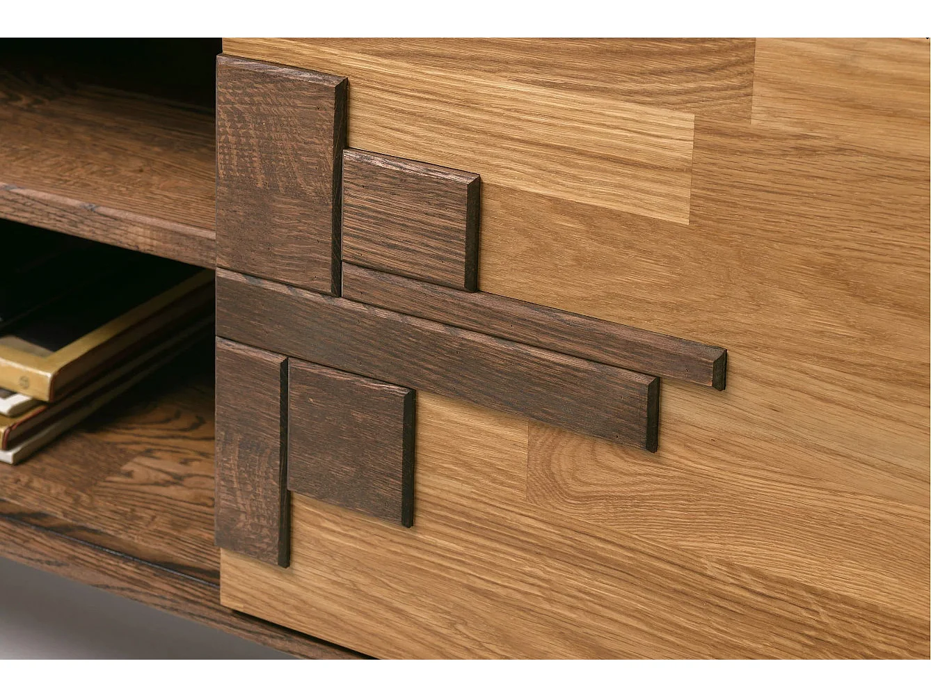 Mueble TV de roble macizo natural y marrón Thayla 180 cm