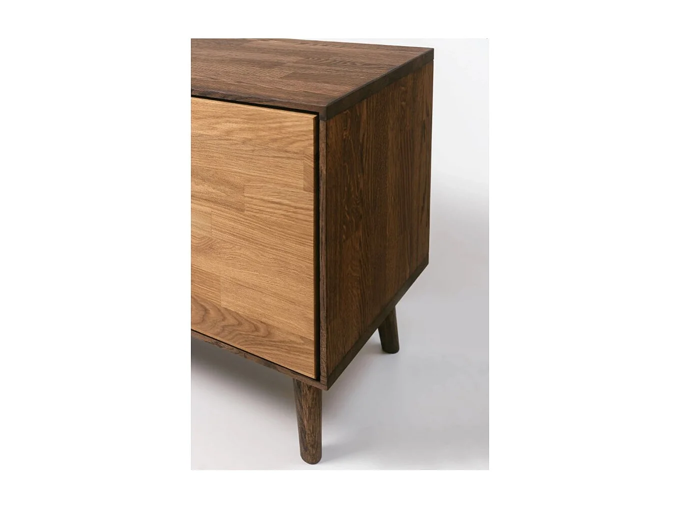 Mueble TV de roble macizo natural y marrón Thayla 180 cm