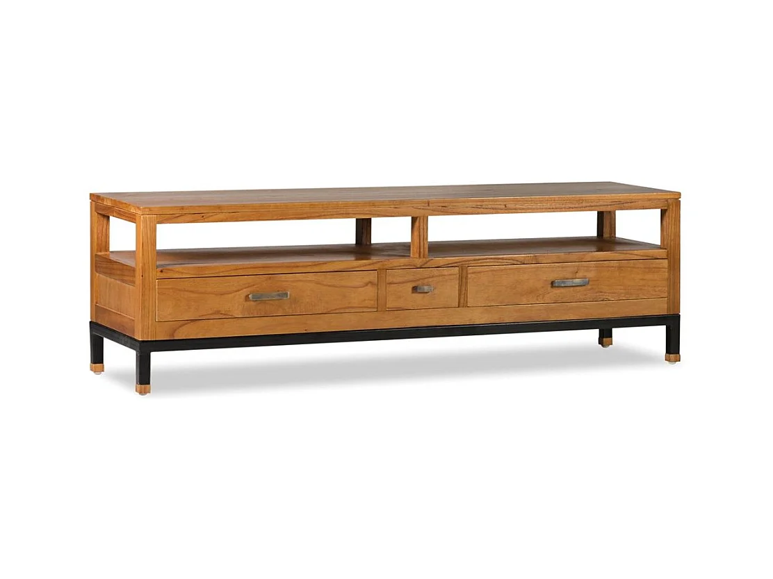 Meuble TV en bois clair massif de Mindy 3 tiroirs Zandhu 150cm