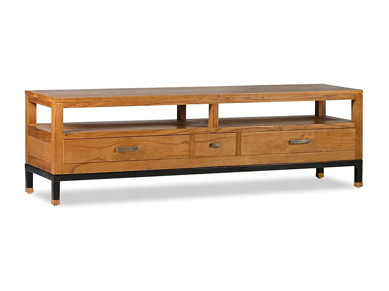 Meuble TV en bois clair massif de Mindy 3 tiroirs Zandhu 150cm