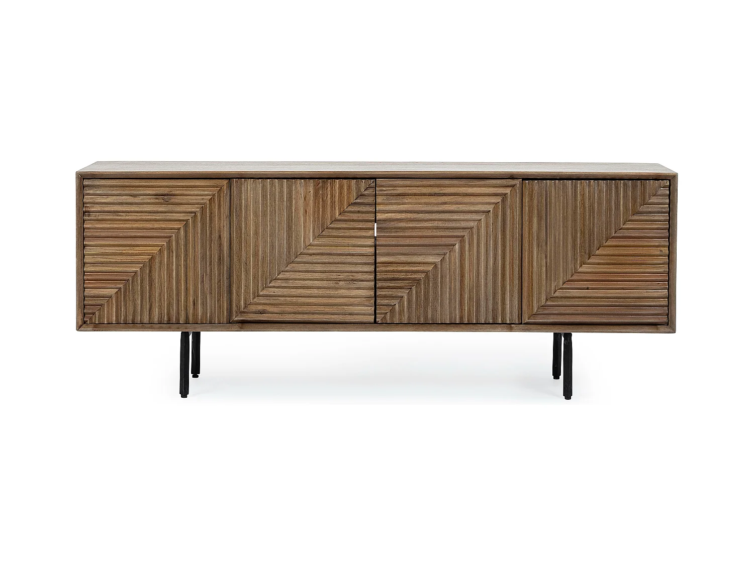 TV-meubel met 4 deuren in natuurlijk massief mangohout Dary 140 cm