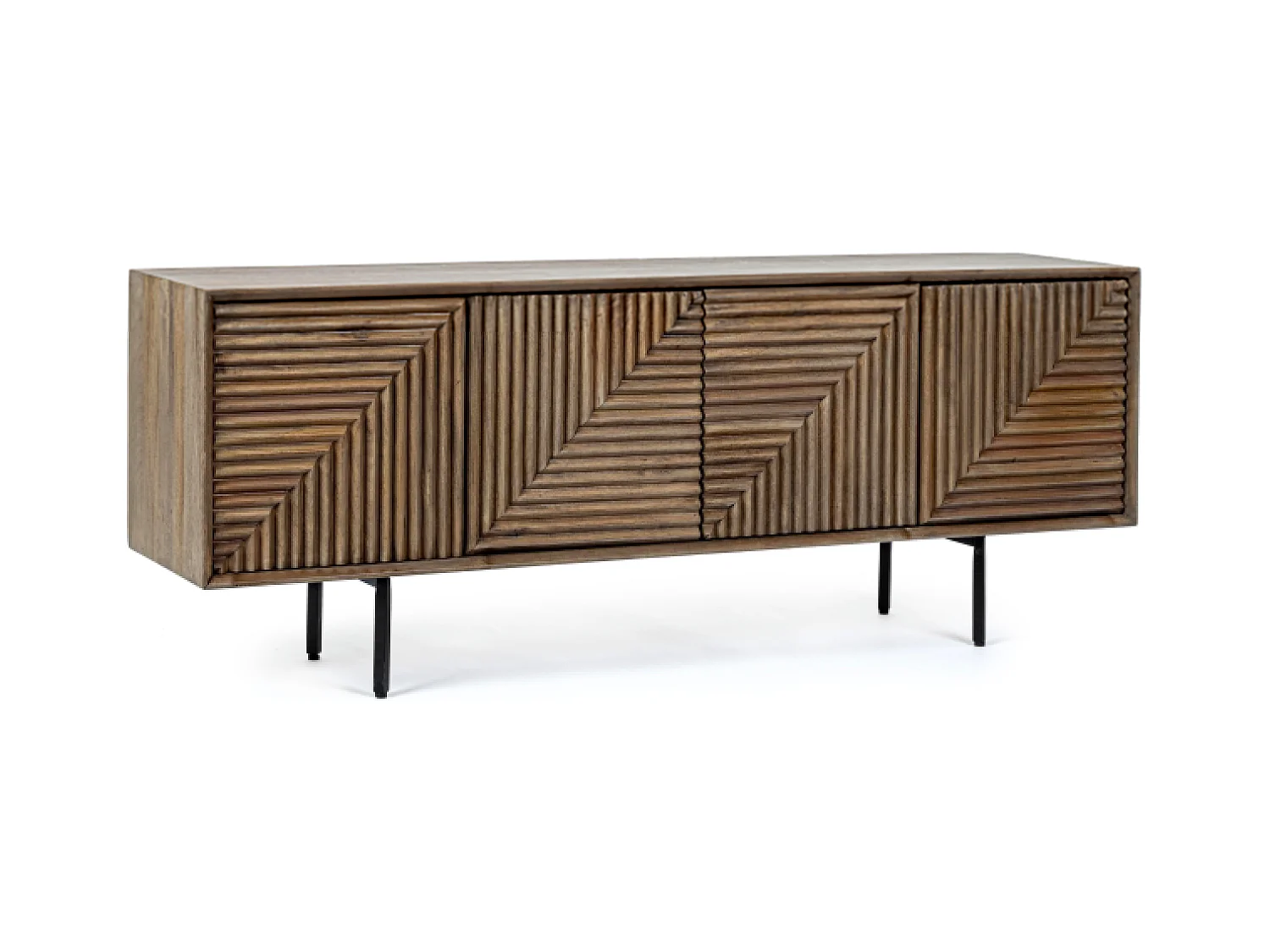 TV-meubel met 4 deuren in natuurlijk massief mangohout Dary 140 cm