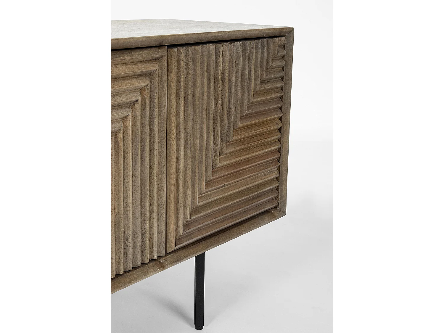 TV-meubel met 4 deuren in natuurlijk massief mangohout Dary 140 cm