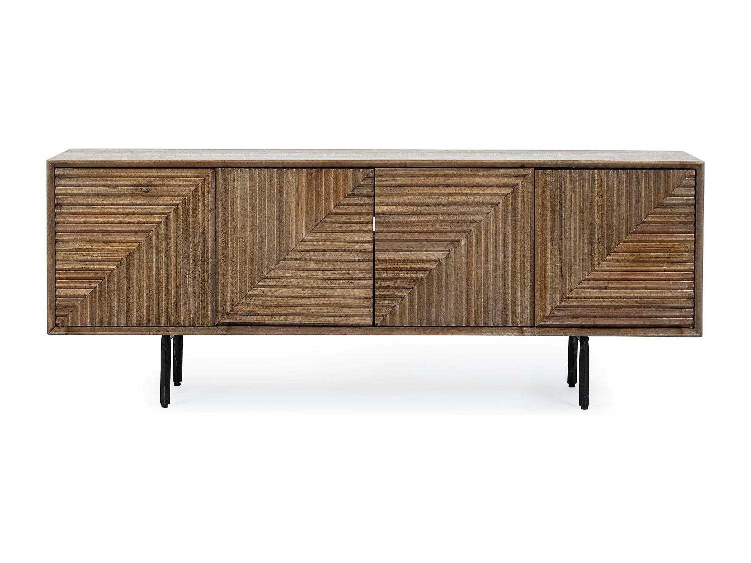 Meuble TV 4 portes en bois massif naturel de manguier Dary 140cm