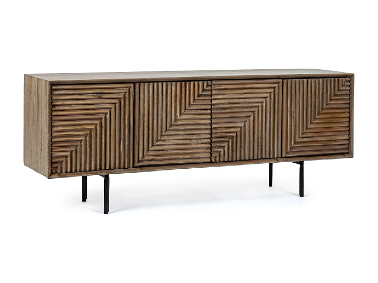 Meuble TV 4 portes en bois massif naturel de manguier Dary 140cm