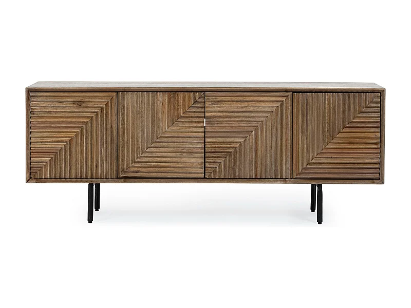 Meuble TV 4 portes en bois massif naturel de manguier Dary 140cm