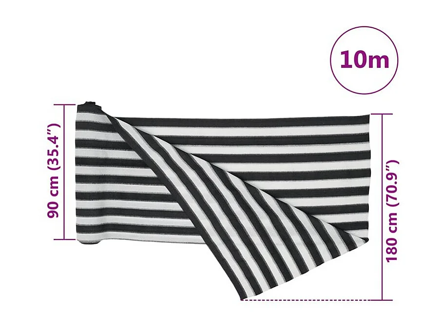 Filet brise-vue anthracite et blanc 1,8x10 m PEHD 150 g-m²
