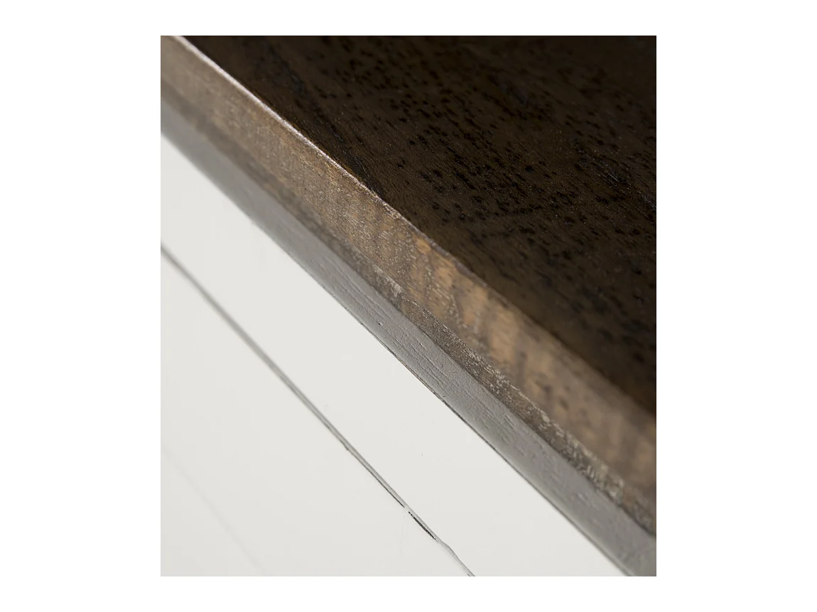 Meuble TV provençal bois massif de mindi blanc et marron Kirest 150cm