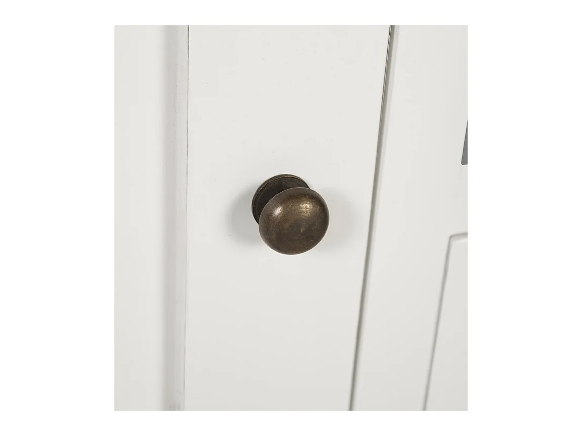 Meuble TV provençal bois massif de mindi blanc et marron Kirest 150cm