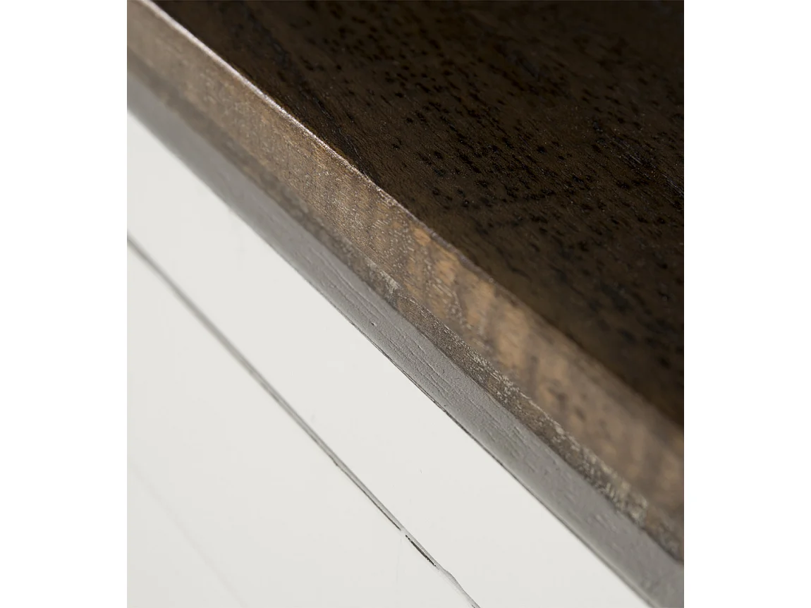 Meuble TV provençal bois massif de mindi blanc et marron Kirest 150cm