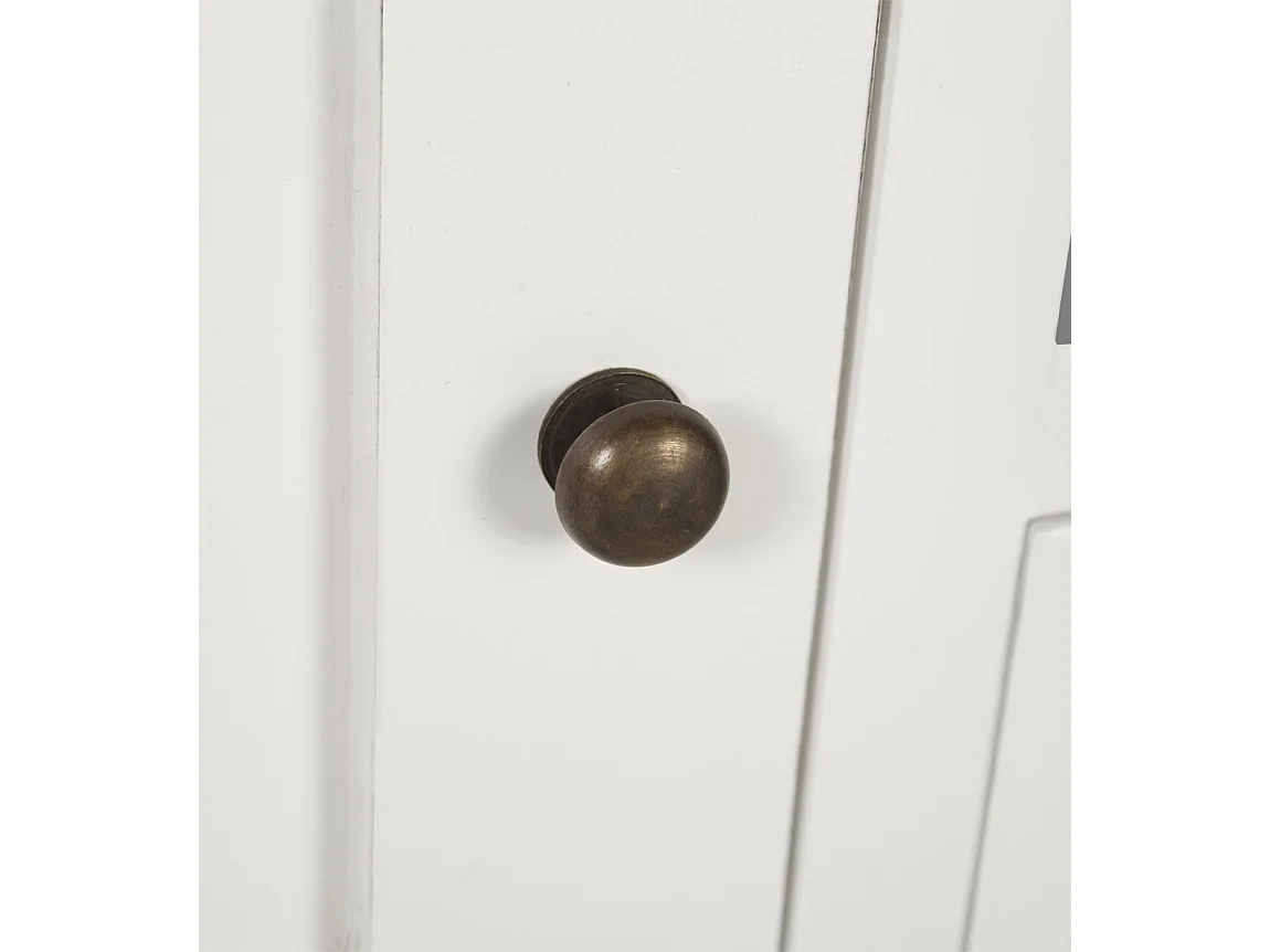 Meuble TV provençal bois massif de mindi blanc et marron Kirest 150cm