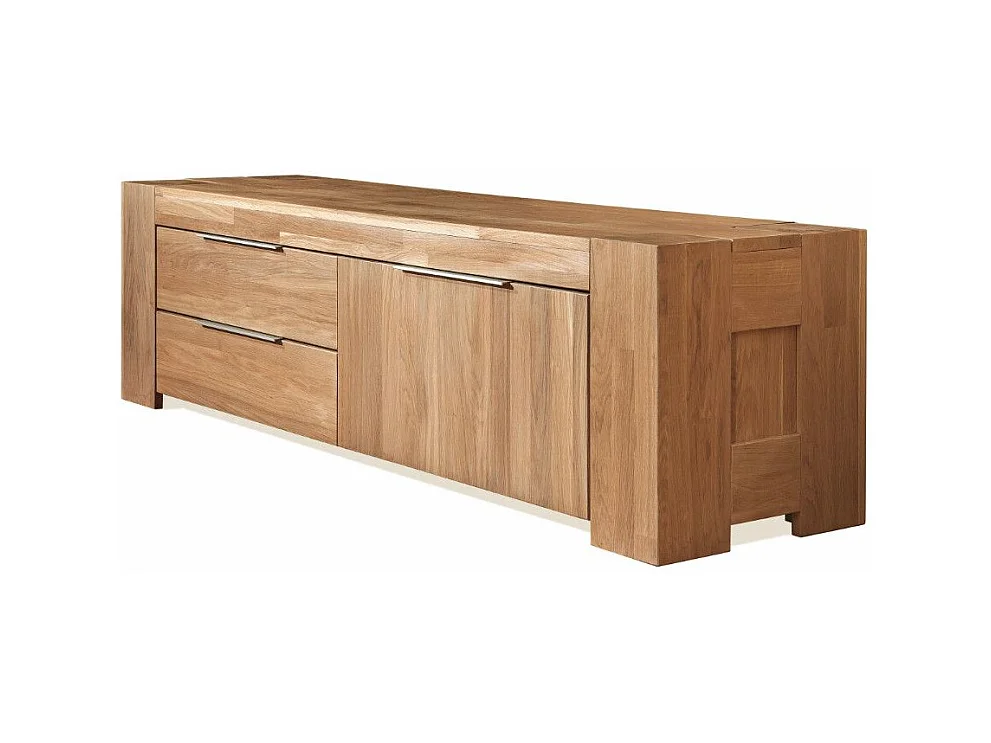 Mueble TV roble macizo 1 puerta 2 cajones Nordo 168 cm