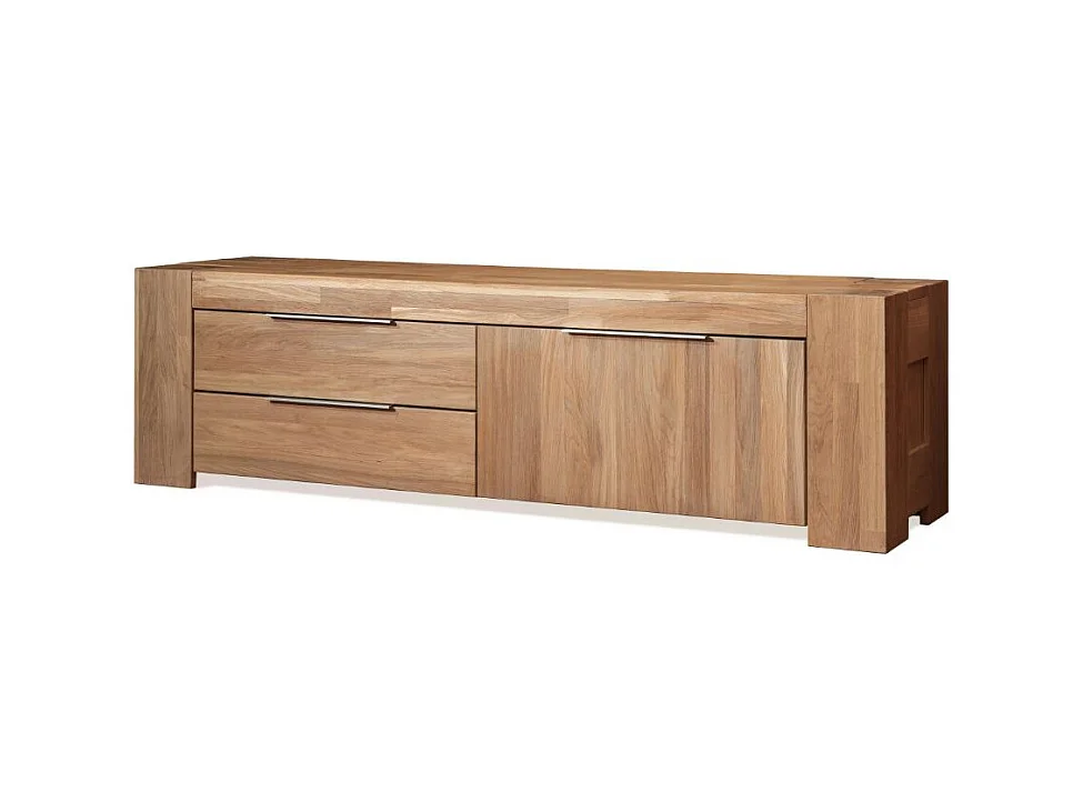 Mueble TV roble macizo 1 puerta 2 cajones Nordo 168 cm